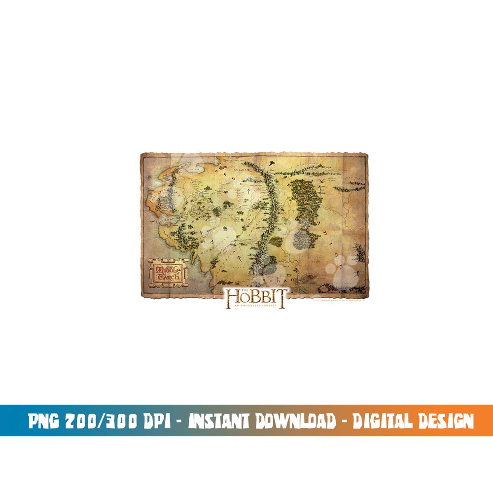 Hobbit Middle Earth Map Longsleeve T Shirt Long Sleeve png, sublimation .jpg