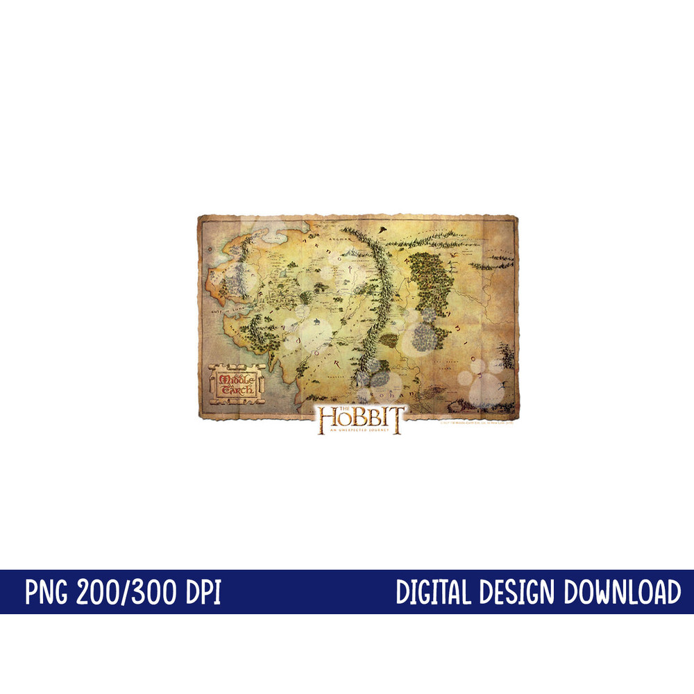 Hobbit Middle Earth Map Longsleeve T Shirt Long Sleeve png, sublimation .jpg