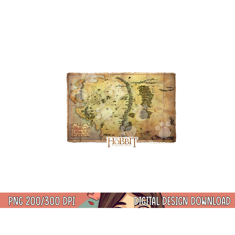 Hobbit Middle Earth Map Longsleeve T Shirt Long Sleeve png, sublimation .jpg