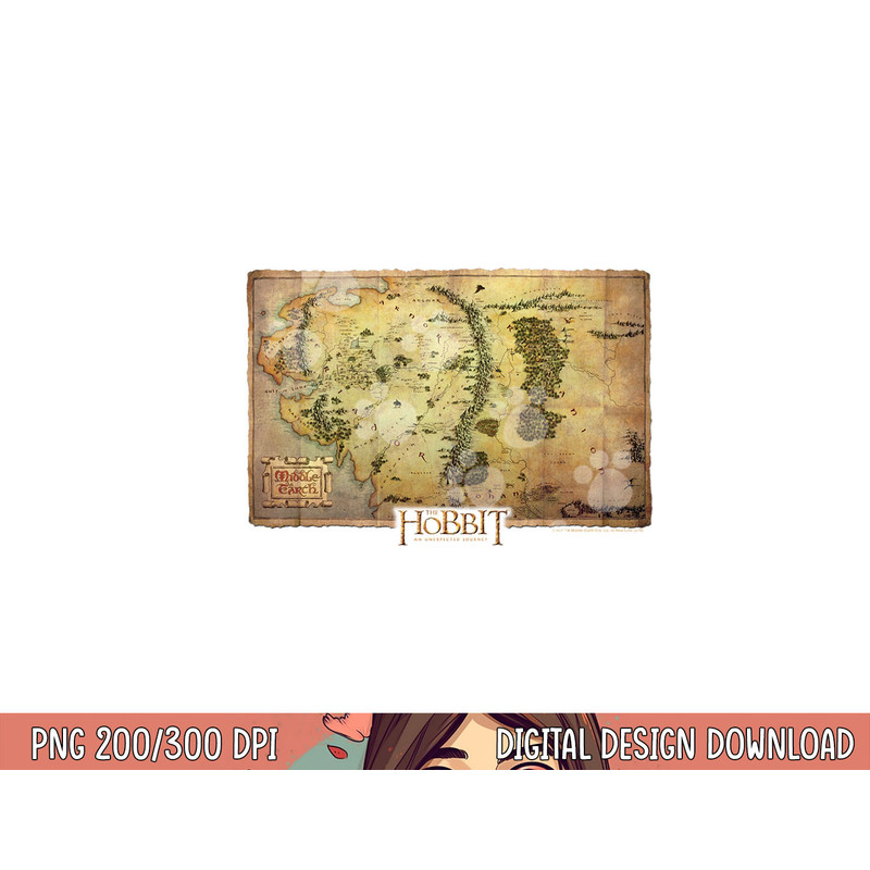 Hobbit Middle Earth Map Longsleeve T Shirt Long Sleeve png, sublimation .jpg