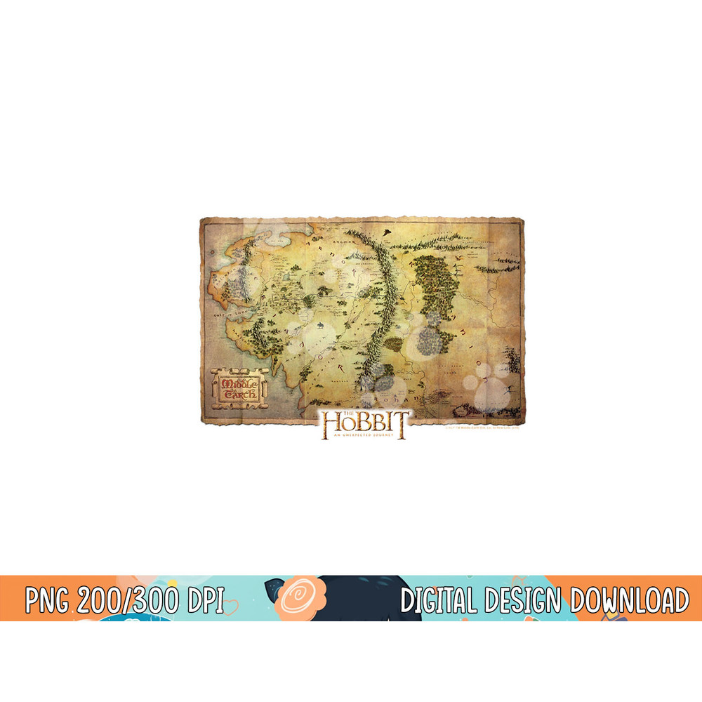 Hobbit Middle Earth Map Longsleeve T Shirt Long Sleeve  png, sublimation .jpg