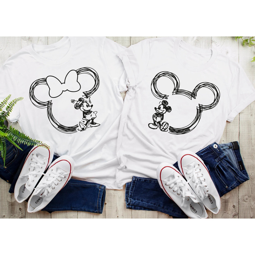 Disney Family Shirt, Family Disneyworld Shirt, Mickey Sketch Shirt, Minnie Women Shirt, Disneyworld Trip Shirt, Mickey Couple Shirt - 1.jpg