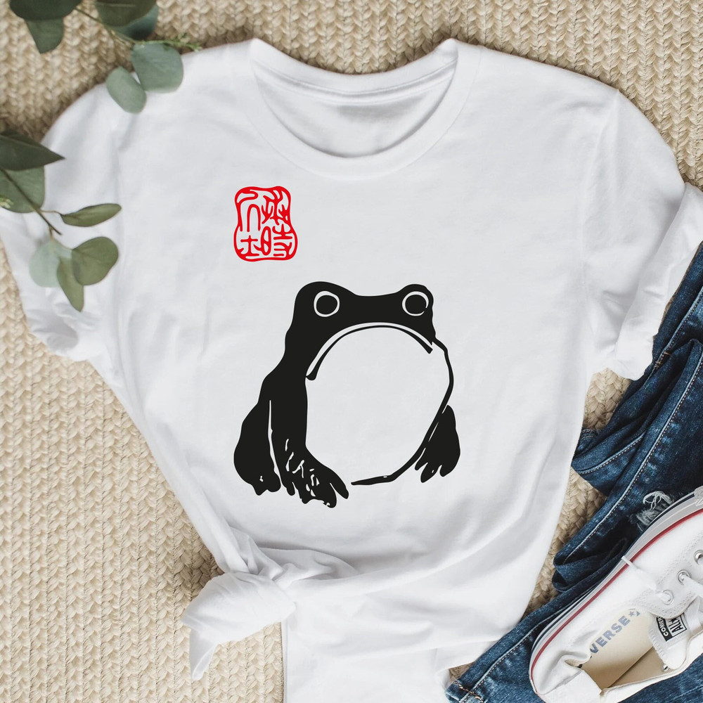 Japanese Frog Shirt, Japanese Art T-Shirt, Aesthetic Shirt, Grumpy Japanese Frog Shirt, Vintage Style Art, Sad Frog Shirt, Japan Frog Gift - 1.jpg