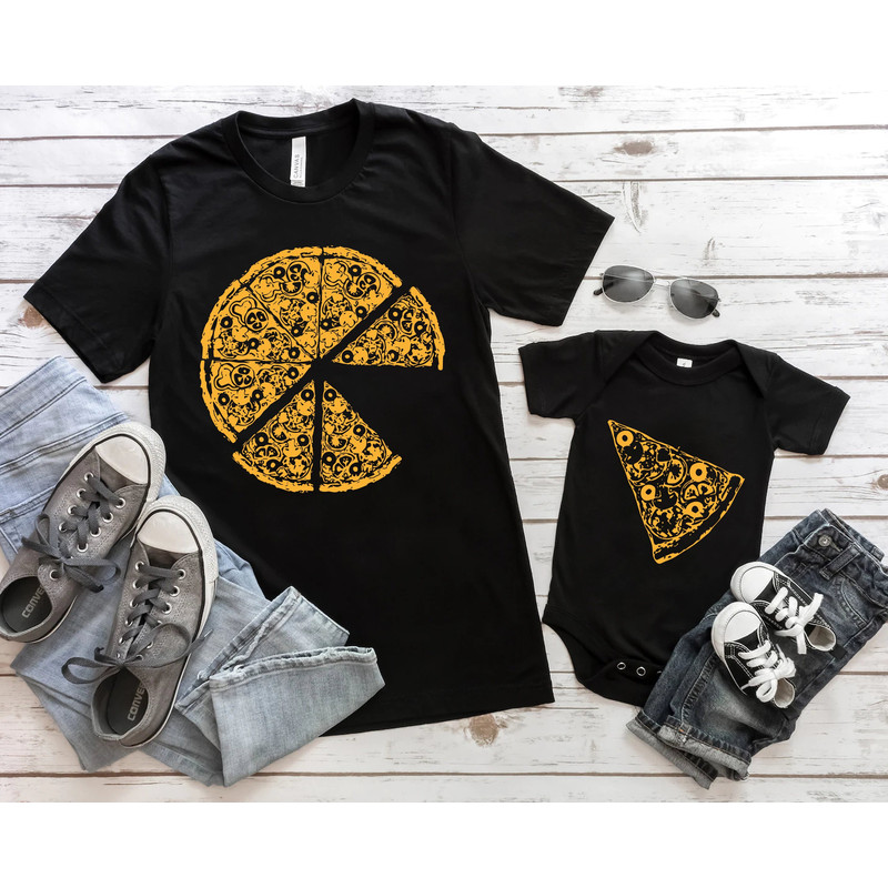 Pizza and Pizza Slice Shirt, Baby Bodysuit & Mens T-Shirt Set, Baby Gift, Baby Bodysuit, Dad and Son Shirt - 1.jpg