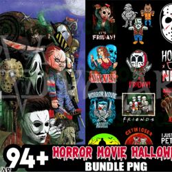 94 horror movie halloween bundle png, killers png, its friday