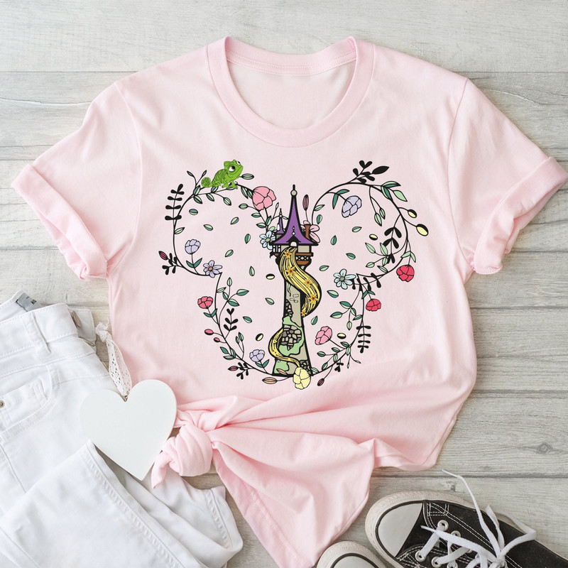 Tangled Shirt, Rapunzel's Tower T-shirt, Princess Castle Mickey Mouse Floral Shirt, Matching Family Vacation Tee - 1.jpg