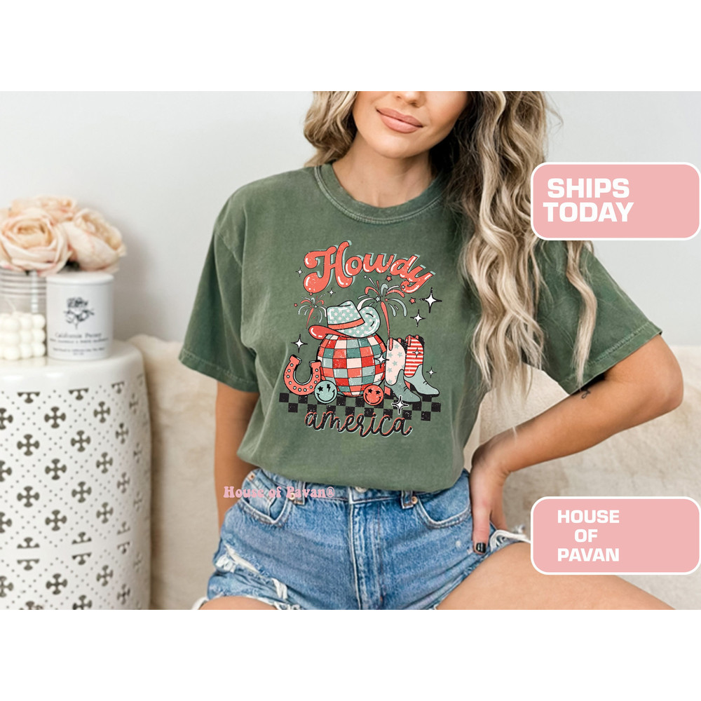 Howdy American, Western Shirt, Cute Shirt, Western Graphic, for Women, Red White & Blue, 4th of July Shirt, Comfort ColorsĀ®, Country Music - 3.jpg
