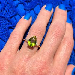 Peridot Ring - August Birthstone Jewelry - Statement Ring - Gold Ring - Engagement Ring - Teardrop Ring - Cocktail Ring