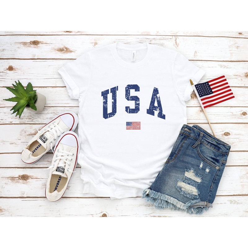 USA Distressed Shirt T-Shirt, 4th Of July Shirt, Patriotic Shirt, USA Shirt, America Shirt, Gift For Her, Cute USA Shirt - 1.jpg