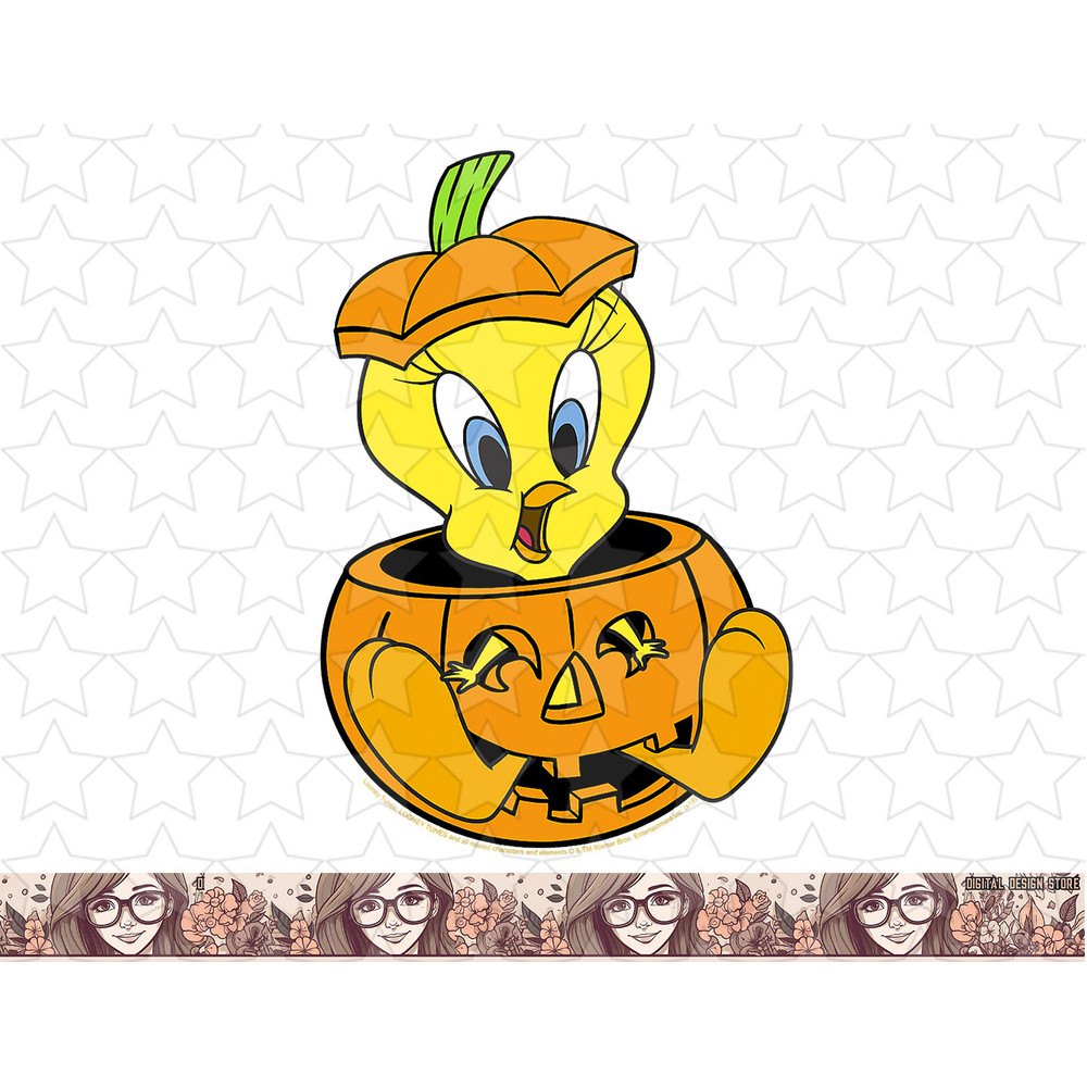 Looney Tunes Halloween Tweety Bird Pumpkin png, sublimation, digital download .jpg