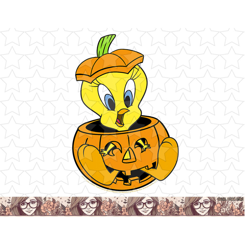 Looney Tunes Halloween Tweety Bird Pumpkin png, sublimation, digital download .jpg