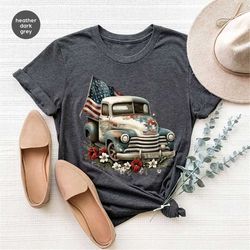 american flag tshirt, memorial day gifts, 4th of july graphic tees, floral american car clothing, independence day outfi
