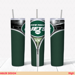 NY Jets Zipper Tumbler Wrap Design, NFL Tumbler, 20oz Skinny Tumbler