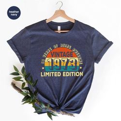 trendy 50th birthday shirts, retro 1973 birthday graphic tees, birthday t-shirt, gift for best friend, women vneck tshir