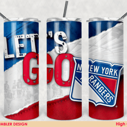 new york rangers nhl tumbler wrap design, hockey tumbler, 20oz skinny tumbler