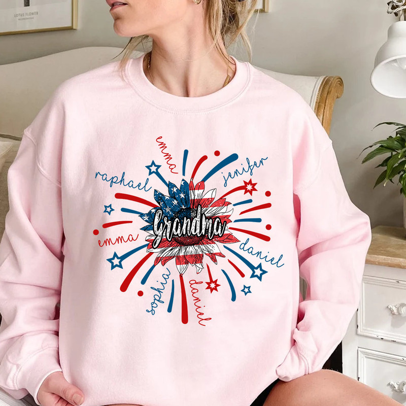 4th of July Mimi T Shirt, Custom Grandma Shirt with Kids names shirt, Patriotic 4th of July Firecrackers Tee Shirt for Independence Day - 4.jpg