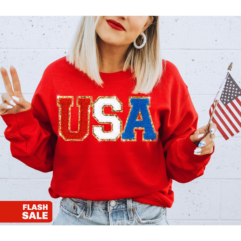 Chenille Patch 4th of July Shirt for Women, USA Shirt, Fourth of July 4th Mommy and Me Outfits Toddler Patriotic Shirt - 2.jpg