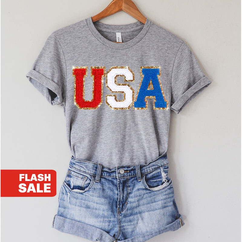 Chenille Patch 4th of July Shirt for Women, USA Shirt, Fourth of July 4th Mommy and Me Outfits Toddler Patriotic Shirt - 4.jpg