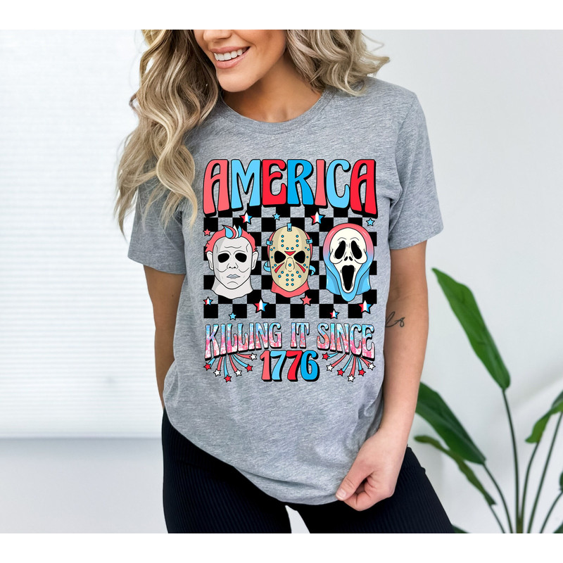 Custom 4th of July horror movie tshirt, Scary movie party in the USA,America Shirt,Killin' It Since 1776,4th of July Shirt,Horror movie tee - 1.jpg