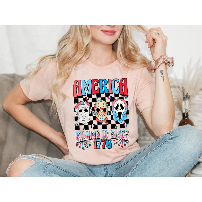 Custom 4th of July horror movie tshirt, Scary movie party in the USA,America Shirt,Killin' It Since 1776,4th of July Shirt,Horror movie tee - 2.jpg