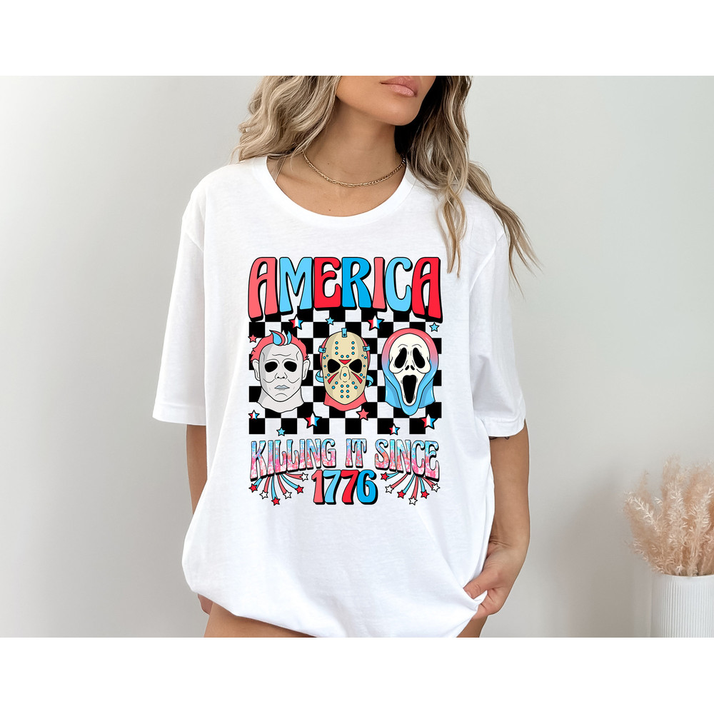 Custom 4th of July horror movie tshirt, Scary movie party in the USA,America Shirt,Killin' It Since 1776,4th of July Shirt,Horror movie tee - 3.jpg