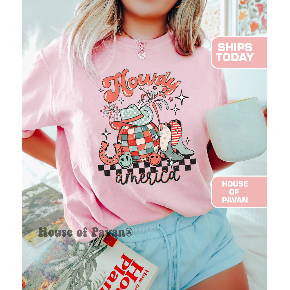 Howdy American, Western Shirt, Cute Shirt, Western Graphic, for Women, Red White & Blue, 4th of July Shirt, Comfort ColorsĀ®, Country Music - 4.jpg
