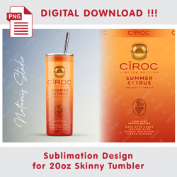 Inspired Ciroc Citrus Template - Seamless Sublimation Pattern - 20oz SKINNY TUMBLER - Full Tumbler Wrap