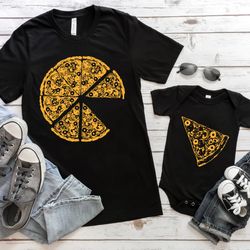 pizza and pizza slice shirt, baby bodysuit & mens t-shirt set, baby gift, baby bodysuit, dad and son shirt