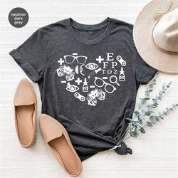 optometry heart graphic tees, optician gifts, optometry shirt, ophthalmic tech clothing, gift for ophthalmologist, women