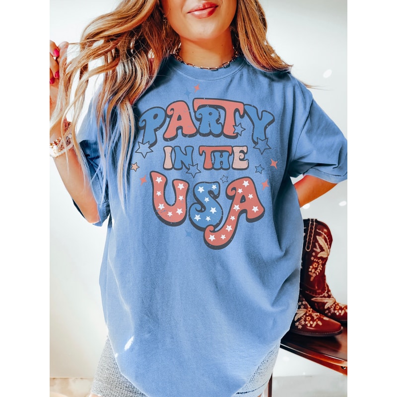 Comfort Colors® Retro Party in the USA Graphic Tee, Comfort Colors 4th of July Graphic Tee, Party in the USA Graphic Tee, USA Comfort Colors - 1.jpg