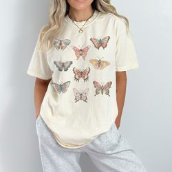 vintage butterflies comfort colors graphic tee, t shirt butterfly