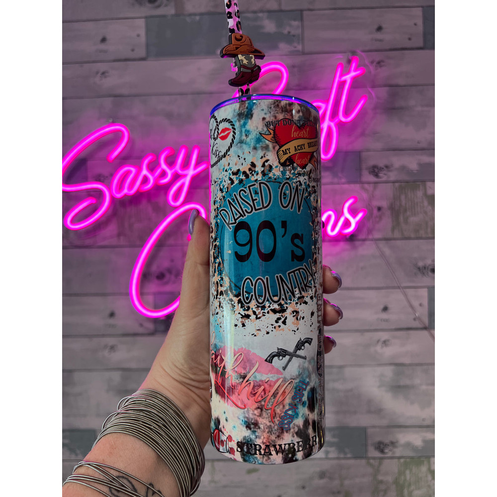 Raised on 90’s Country Tumbler, 20oz skinny tumbler, 30oz skinny tumbler.jpg