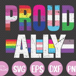 Proud Ally - For Gay Pride Month Transgender Flag Distressed Svg, Eps, Png, Dxf, Digital Download