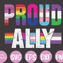 proud ally - for gay pride month transgender flag distressed svg, eps, png, dxf, digital download