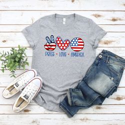 Peace love America Shirt,Freedom Shirt,Fourth Of July Shirt,Patriotic Shirt,Independence Day Shirts,Patriotic Family Shi