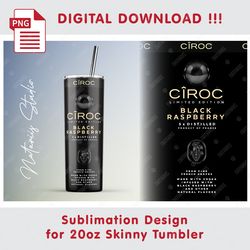 Inspired Ciroc Black Template - Seamless Sublimation Pattern - 20oz SKINNY TUMBLER - Full Tumbler Wrap