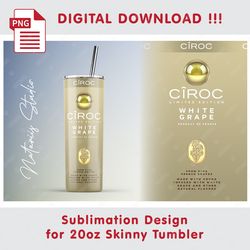 Inspired Ciroc Grape Template - Seamless Sublimation Pattern - 20oz SKINNY TUMBLER - Full Tumbler Wrap