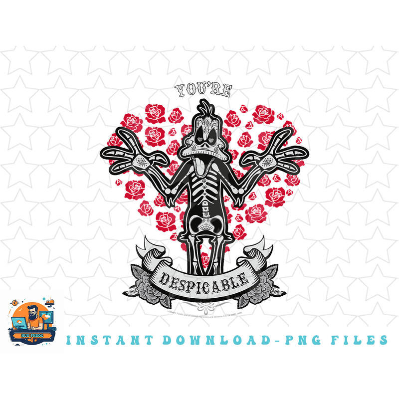 Looney Tunes Daffy Duck Youre Despicable Skeleton png, sublimation, digital download.jpg