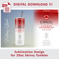 Inspired Ciroc Watermelon Template - Seamless Sublimation Pattern - 20oz SKINNY TUMBLER - Full Tumbler Wrap