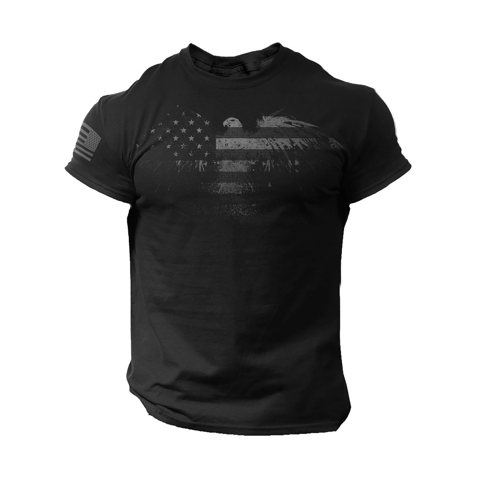 USA Eagle Flag Distressed Design T Shirt American Patriotic Tee 100% Cotton - 1.jpg
