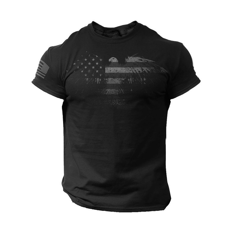 USA Eagle Flag Distressed Design T Shirt American Patriotic Tee 100% Cotton - 1.jpg