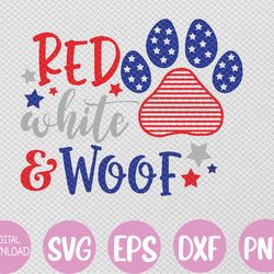 red white and woof patriotic dog lover usa flag 4th of july svg, eps, png, dxf, digital download
