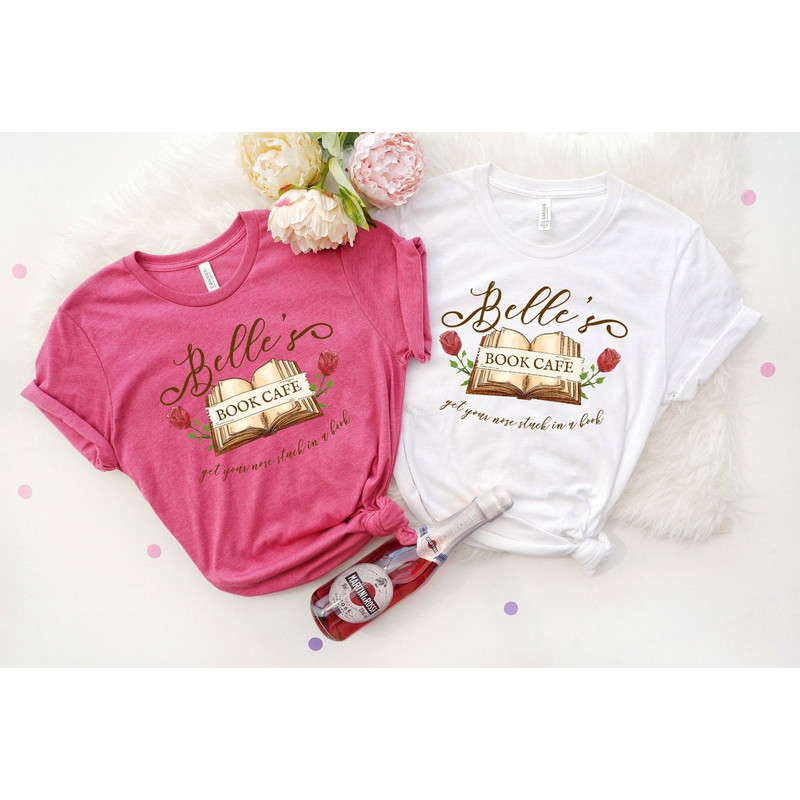 Belle shirt, Disney shirt for women, Beauty and the Beast shirt, Belle's BOOK CAFE, Disney Princess shirt, unisex fit - 1.jpg