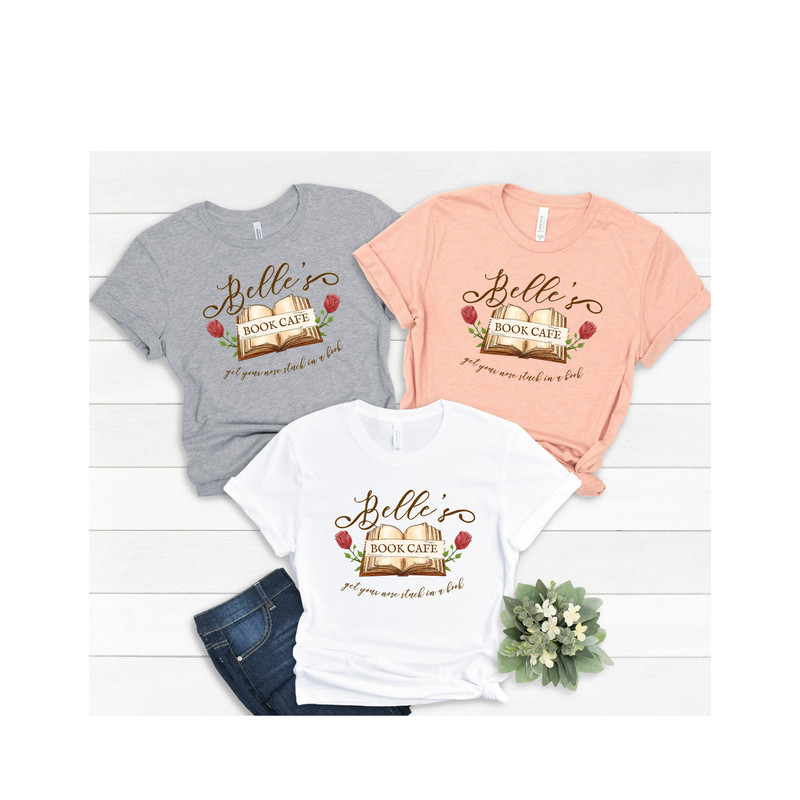 Belle shirt, Disney shirt for women, Beauty and the Beast shirt, Belle's BOOK CAFE, Disney Princess shirt, unisex fit - 2.jpg