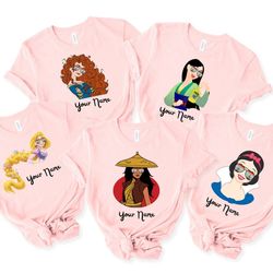 custom disney princess shirt, princess, cinderella, ariel, belle, rapunzel, jasm