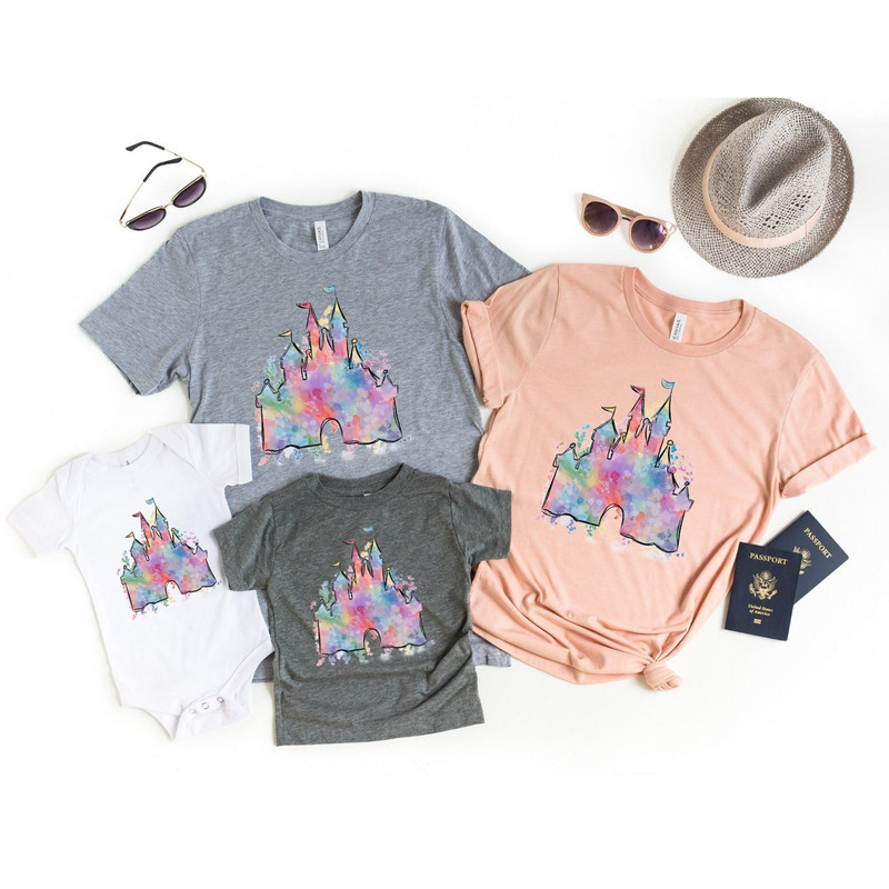 Disney Castle Shirt, Disney Vacation Shirt, Disney Trip Shirt, Disney Family Shirt, Family Vacation Shirt, Disney Watercolor Castle, Disney - 1.jpg