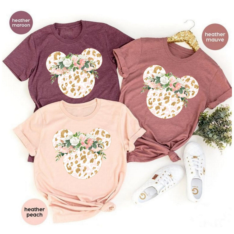 Disney Floral Shirt, Disney Ears Shirt, Floral Disney Shirt, Disney Shirt, Minnie T-Shirt, Floral Shirt, Disney Leopard Design Shirt - 1.jpg