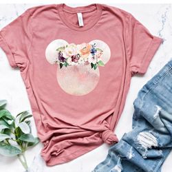 disney floral mouse ears shirt, floral mickey minnie shirt, disney flower shirt,