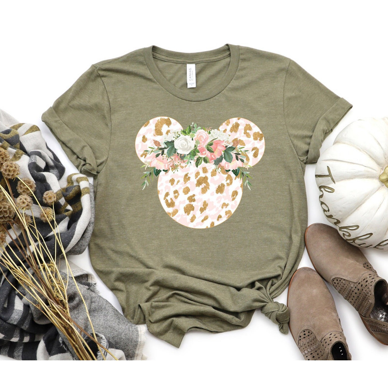 Disney Floral Shirt, Disney Ears Shirt, Floral Disney Shirt, Disney Shirt, Minnie T-Shirt, Floral Shirt, Disney Leopard Design Shirt - 2.jpg