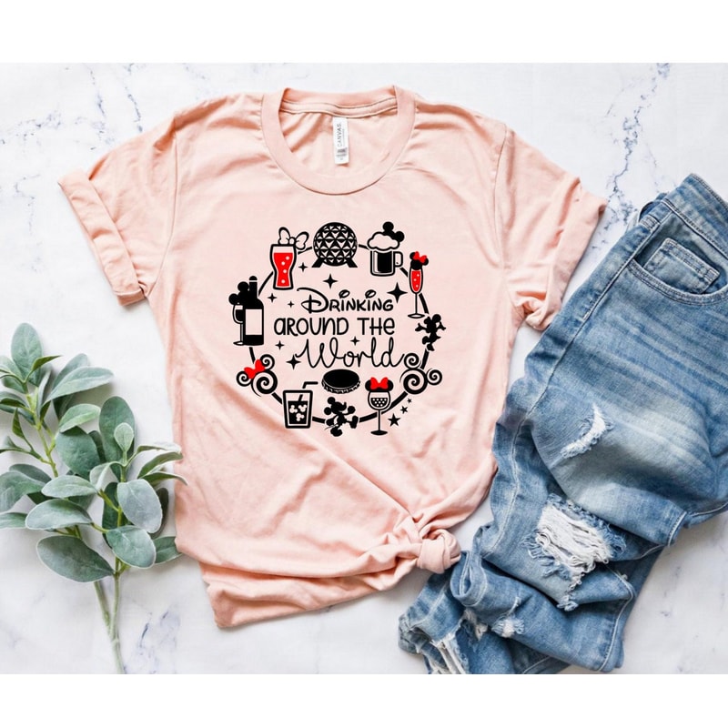 Drinking Around The World T-shirt, Disney Family and couple tshirt, Funny Drinking Shirt, Inspiration Epcot Food and Wine Festival, tee fun - 1.jpg